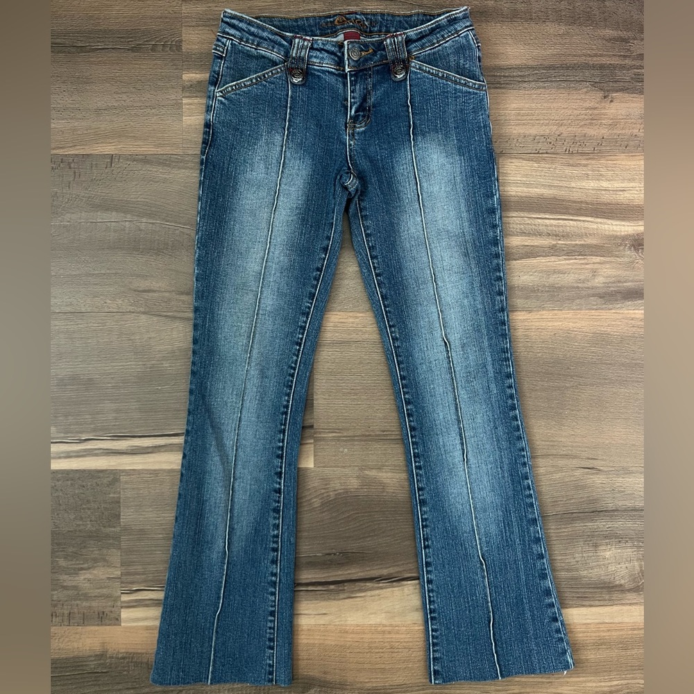 Y2K Star Low Rise Bootcut Raised Front Stitch Seam Jeans Stone Wash Jeans Size 3